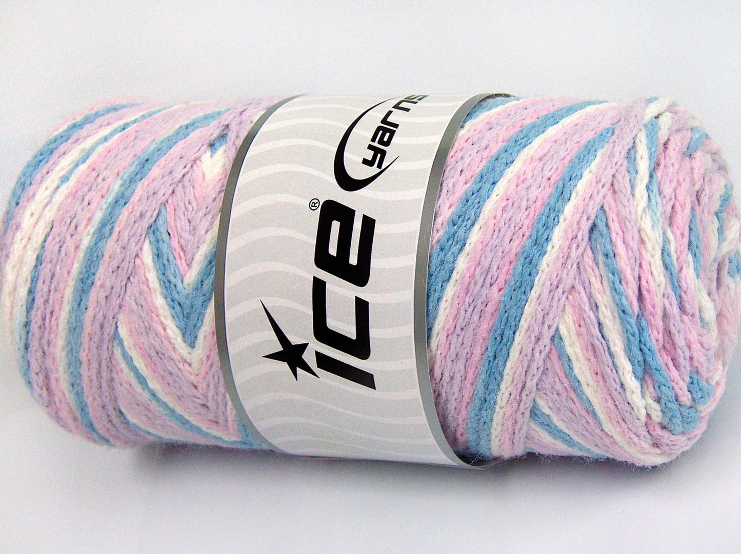 Lot of 2 x 200gr Skeins Ice Yarns SAVER CHAIN COLOR Yarn Light Blue Light Lilac Pink White
