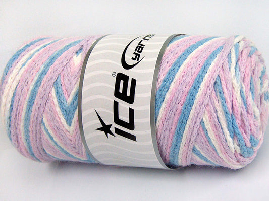 Lot of 2 x 200gr Skeins Ice Yarns SAVER CHAIN COLOR Yarn Light Blue Light Lilac Pink White