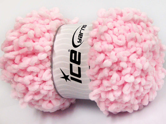 Lot of 4 x 100gr Skeins Ice Yarns CHENILLE LOOP (100% MicroFiber) Yarn Baby Pink
