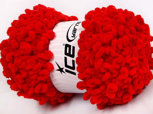Lot of 4 x 100gr Skeins Ice Yarns CHENILLE LOOP (100% MicroFiber) Yarn Red