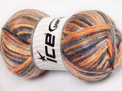 Lot of 4 x 100gr Skeins Ice Yarns UNIVERSE (19% Wool) Yarn Grey Shades Orange Shades