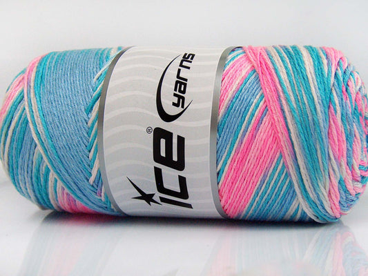 Lot of 2 x 200gr Skeins Ice Yarns SAVER COLOR LIGHT Yarn Turquoise Shades Pink Shades