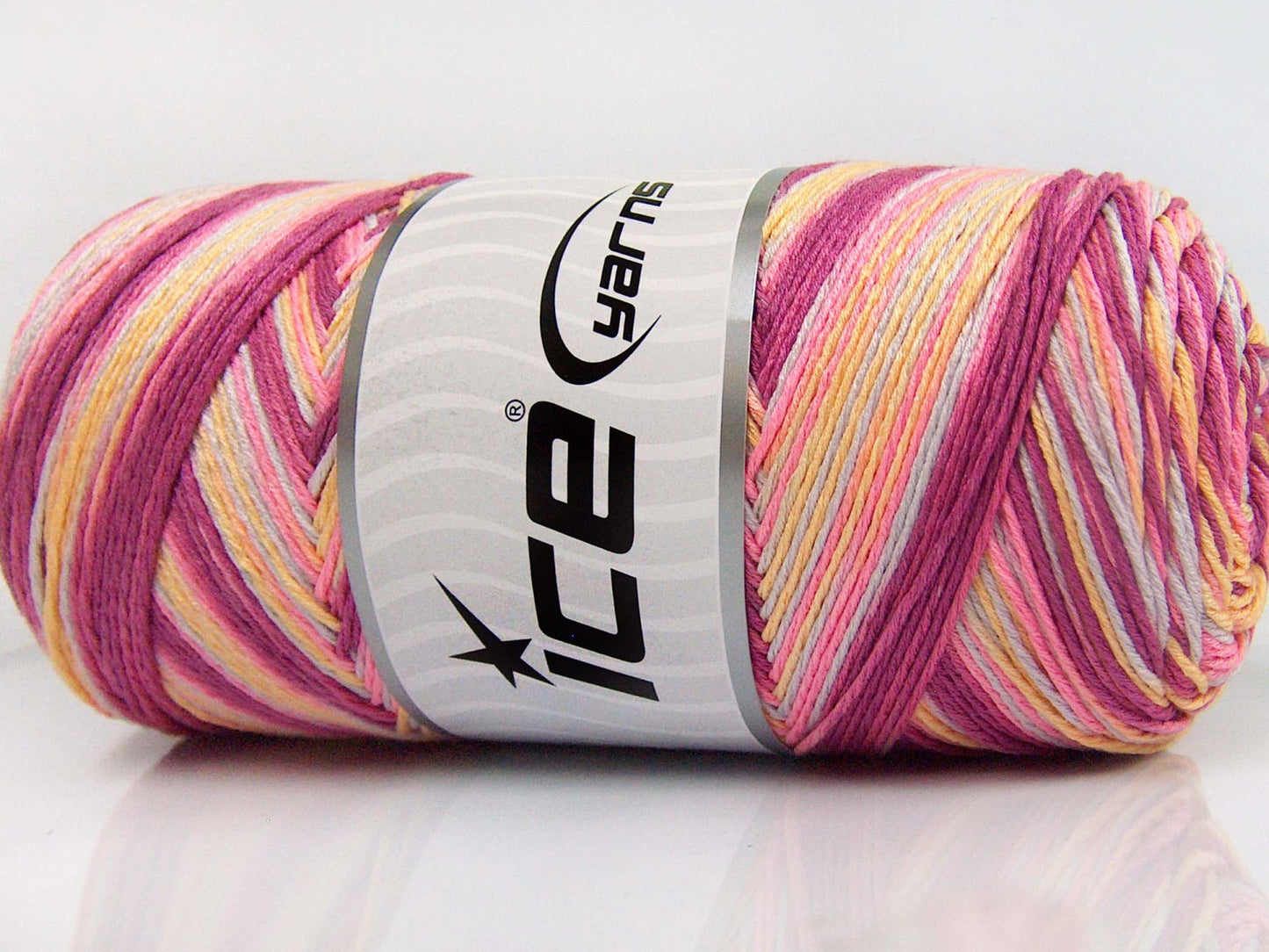 Lot of 2 x 200gr Skeins Ice Yarns SAVER COLOR LIGHT Yarn Orchid Pink Yellow Light Grey