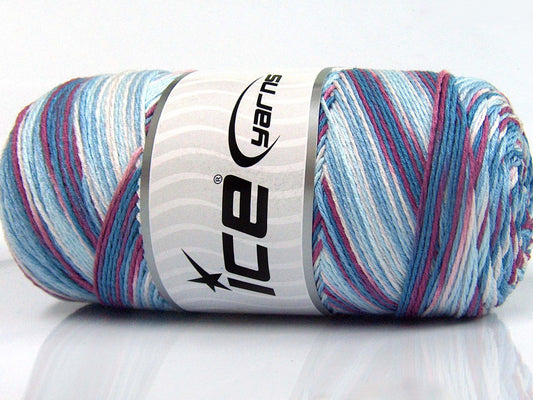 Lot of 2 x 200gr Skeins Ice Yarns SAVER COLOR LIGHT Yarn Blue Shades Orchid