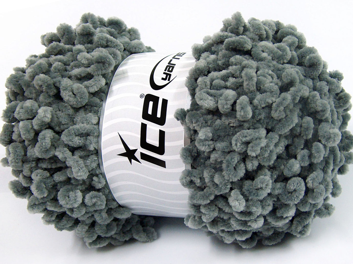 Lot of 4 x 100gr Skeins Ice Yarns CHENILLE LOOP (100% MicroFiber) Yarn Light Grey