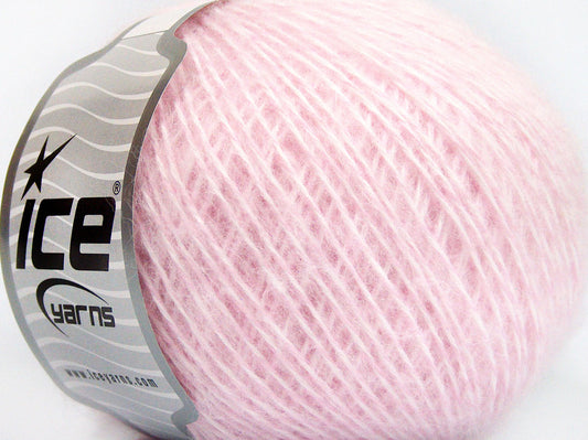Lot of 8 Skeins Ice Yarns GALICIA (15% Wool) Hand Knitting Yarn Baby Pink White