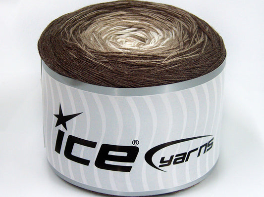 Lot of 2 x 150gr Skeins Ice Yarns CAKES COTTON FINE (50% Cotton) Yarn Brown Camel Cream