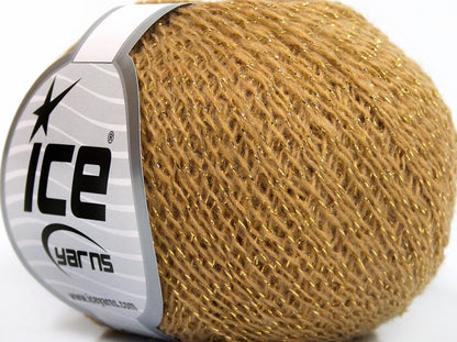Lot of 10 Skeins Ice Yarns SALE METALLIC (33% Wool) Yarn Camel Gold