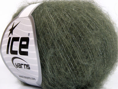 Lot of 10 Skeins Ice Yarns KID MOHAIR FINE (30% Kid Mohair) Yarn Light Khaki