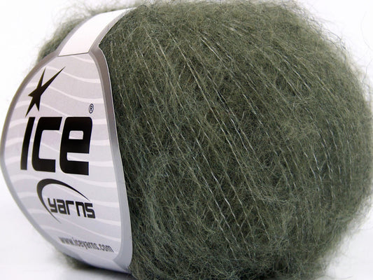 Lot of 10 Skeins Ice Yarns KID MOHAIR FINE (30% Kid Mohair) Yarn Light Khaki