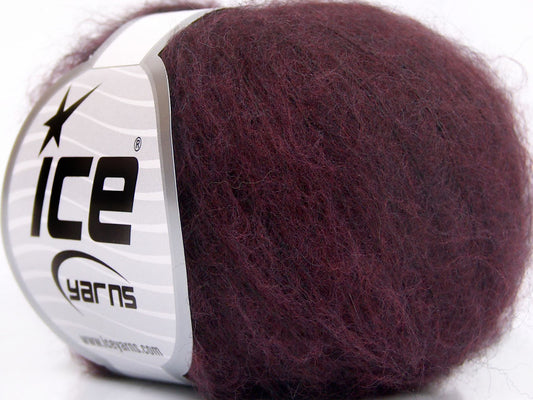 Lot of 10 Skeins Ice Yarns KID MOHAIR FINE (30% Kid Mohair) Yarn Maroon