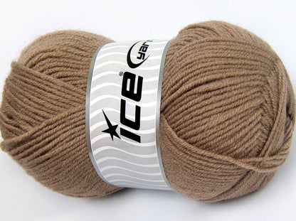 Lot of 4 x 100gr Skeins Ice Yarns FAVOURITE WOOL (50% Wool) Yarn Camel