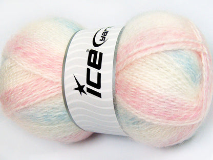 Lot of 4 x 100gr Skeins Ice Yarns DREAM MOHAIR (35% Mohair) Yarn Light Pink Light Blue White