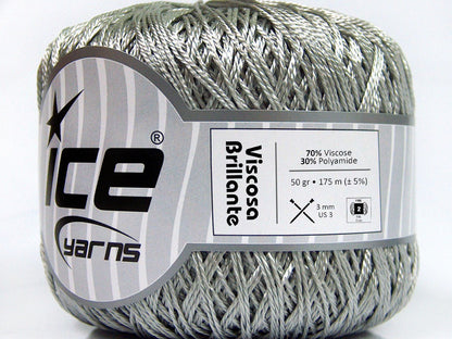 Lot of 6 Skeins Ice Yarns VISCOSA BRILLANTE (70% Viscose) Yarn Silver