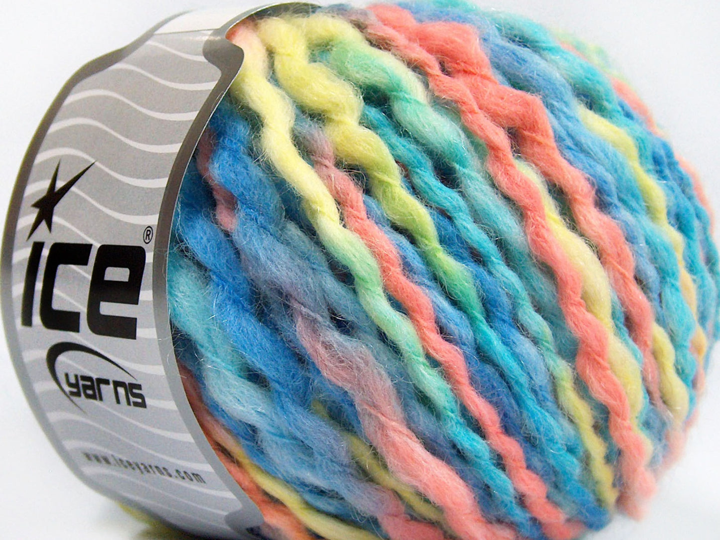 Lot of 8 Skeins Ice Yarns WOOL SUPERBULKY COLOR (30% Wool 10% Mohair) Yarn Blue Turquoise Salmon Light Yellow