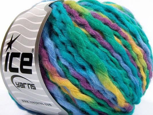Lot of 8 Skeins Ice Yarns WOOL SUPERBULKY COLOR (30% Wool 10% Mohair) Yarn Green Shades Gold Purple