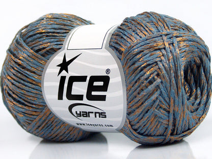 Lot of 8 Skeins Ice Yarns QUARTZ Hand Knitting Yarn Blue Gold