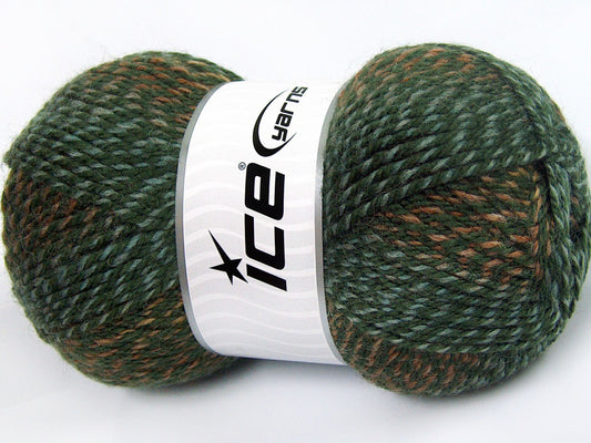 Lot of 4 x 100gr Skeins Ice Yarns PUZZLE WOOL (50% Wool) Yarn Green shades Brown Shades