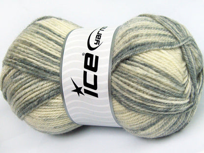 Lot of 4 x 100gr Skeins Ice Yarns JEANS WOOL (50% Wool) Yarn Grey Shades Beige