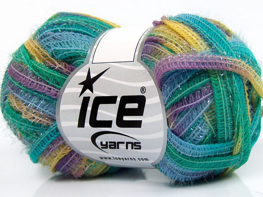 Lot of 8 Skeins Ice Yarns PONTUS (50% Wool) Yarn Green Lilac Yellow