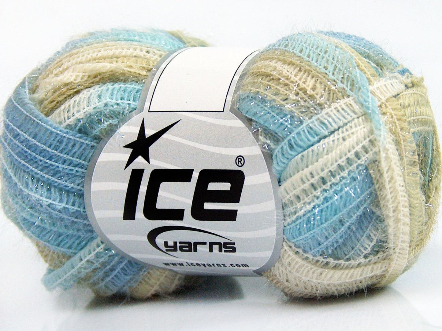 Lot of 8 Skeins Ice Yarns PONTUS (50% Wool) Hand Knitting Yarn Light Blue Beige