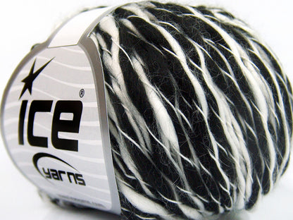 Lot of 8 Skeins Ice Yarns SALE WINTER (40% Wool) Hand Knitting Yarn Black White