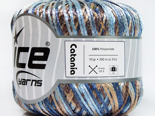 Lot of 6 Skeins Ice Yarns CATANIA Hand Knitting Yarn Blue Shades Brown Shades