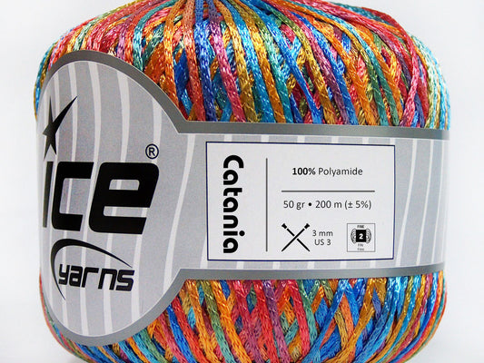 Lot of 6 Skeins Ice Yarns CATANIA Hand Knitting Yarn Blue Turquoise Red Copper