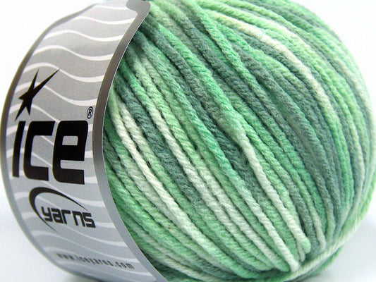Lot of 8 Skeins Ice Yarns VISCOSE WOOL COLOR (60% Viscose 10% Wool) Yarn Green Shades Cream