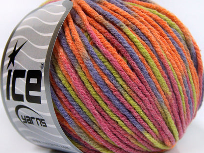 Lot of 8 Skeins Ice Yarns VISCOSE WOOL COLOR (60% Viscose 10% Wool) Yarn Lilac Salmon Pink Light Green