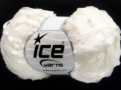 Lot of 8 Skeins Ice Yarns SAMBA RIBBON Hand Knitting Yarn Off White