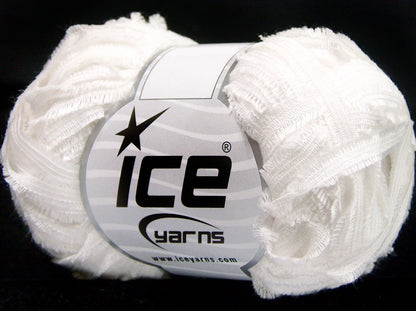Lot of 8 Skeins Ice Yarns SAMBA RIBBON Hand Knitting Yarn White
