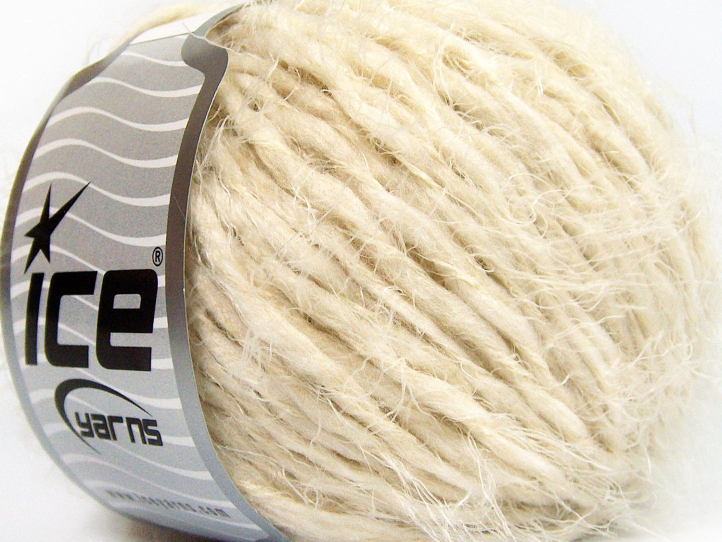 Lot of 8 Skeins Ice Yarns SALE EYELASH (30% Wool) Hand Knitting Yarn Cream