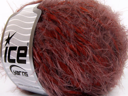 Lot of 8 Skeins Ice Yarns SALE EYELASH (30% Wool) Hand Knitting Yarn Copper