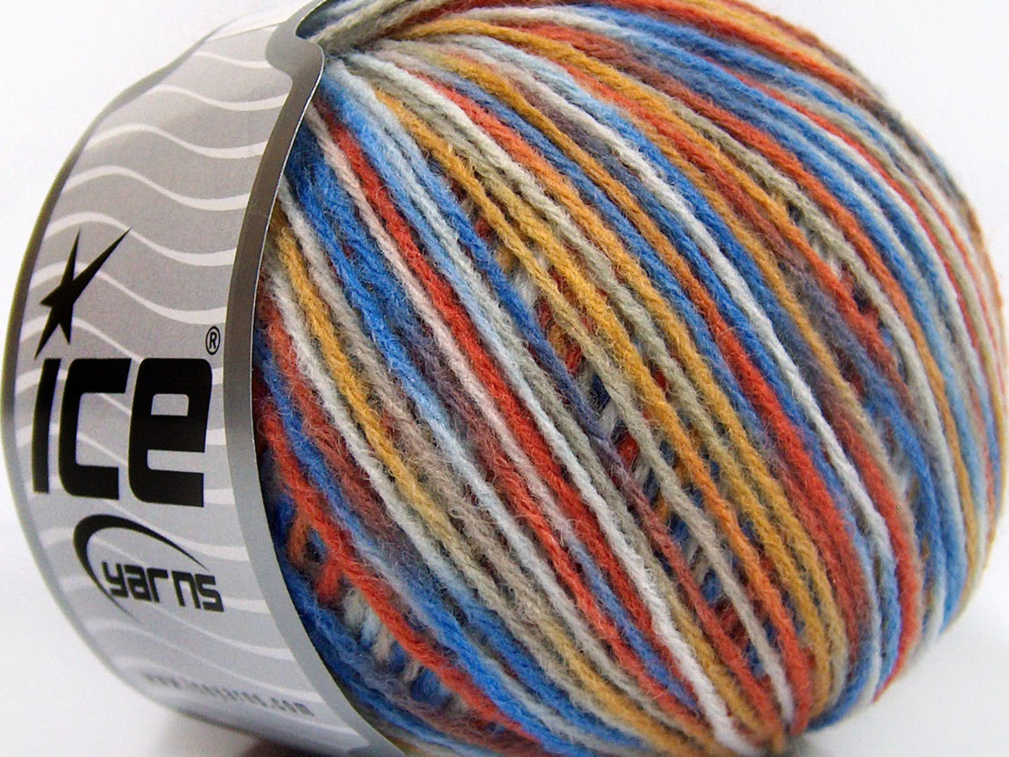 Lot of 8 Skeins Ice Yarns WOOL LIGHT (50% Wool) Yarn Orange Blue White Camel