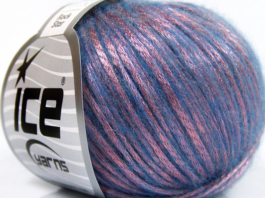 Lot of 8 Skeins Ice Yarns ROCK STAR (19% Merino Wool) Yarn Pink Purple