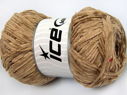 Lot of 4 x 100gr Skeins Ice Yarns CHENILLE LIGHT 100 (100% MicroFiber) Yarn Light Camel
