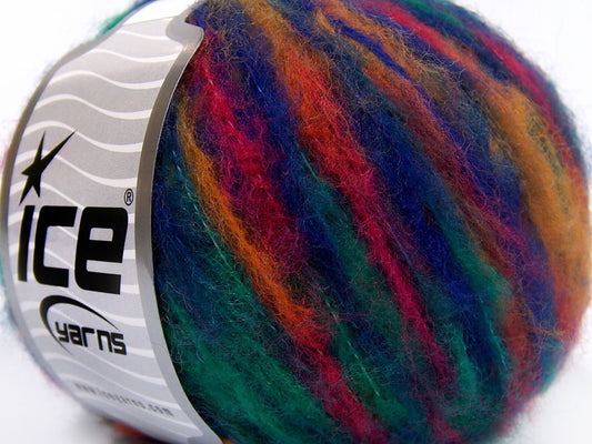 Lot of 8 Skeins Ice Yarns MOHAIR COLOR LIGHT (15% Mohair 10% Wool) Yarn Dark Blue Green Orange