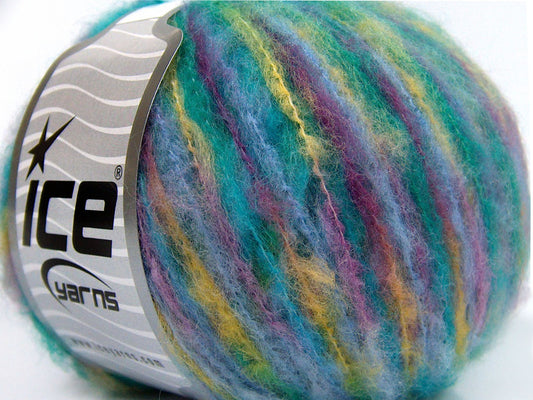 Lot of 8 Skeins Ice Yarns MOHAIR COLOR LIGHT (15% Mohair 10% Wool) Yarn Green Shades Purple Lilac Gold