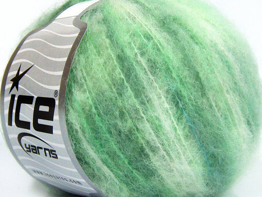 Lot of 8 Skeins Ice Yarns MOHAIR COLOR LIGHT (15% Mohair 10% Wool) Yarn Green Shades
