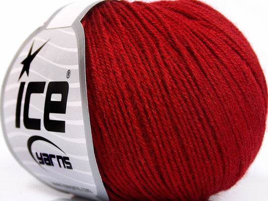 Lot of 8 Skeins Ice Yarns BABY MERINO SOFT (40% Merino Wool) Yarn Dark Red