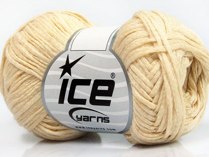 Lot of 8 Skeins Ice Yarns FETTUCCIA COTONE DK (100% Cotton) Yarn Dark Cream
