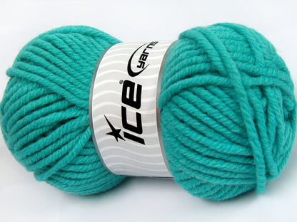 Lot of 4 x 100gr Skeins Ice Yarns ELITE WOOL SUPERBULKY (50% Wool) Yarn Turquoise