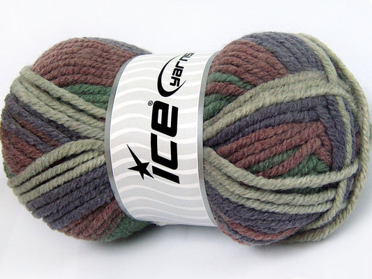 Lot of 4 x 100gr Skeins Ice Yarns ELITE WOOL SUPERBULKY (50% Wool) Yarn Maroon Lilac Green Shades