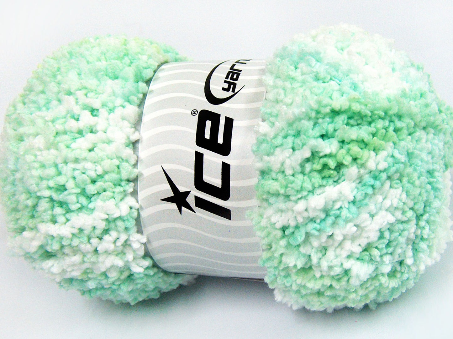 Lot of 4 x 100gr Skeins Ice Yarns BABY PUFFY Yarn Mint Green White