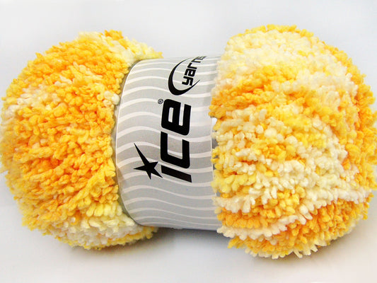 Lot of 4 x 100gr Skeins Ice Yarns BABY PUFFY Yarn Light Yellow Gold White