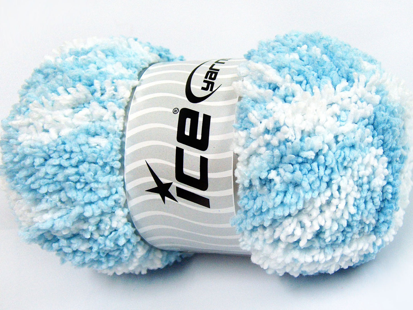 Lot of 4 x 100gr Skeins Ice Yarns BABY PUFFY Yarn Baby Blue White