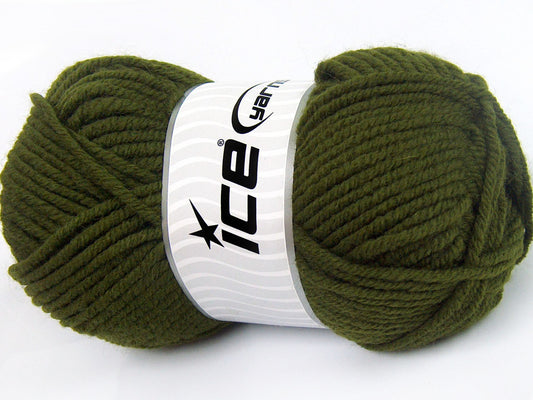 Lot of 4 x 100gr Skeins Ice Yarns WOOL CHUNKY (30% Wool) Yarn Khaki