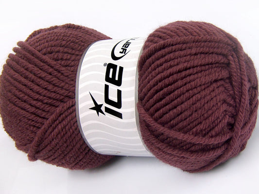 Lot of 4 x 100gr Skeins Ice Yarns WOOL CHUNKY (30% Wool) Yarn Rose Brown