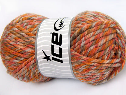 Lot of 2 x 200gr Skeins Ice Yarns SUPERWASH WOOL JUMBO (25% Superwash Wool) Yarn Orange Shades Camel Beige